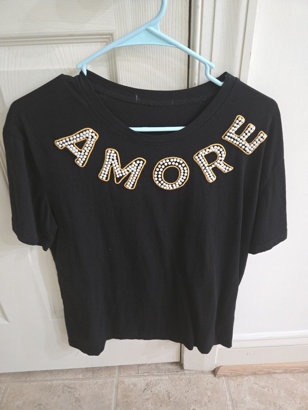 AMORE Embellished Black Women’s Tee